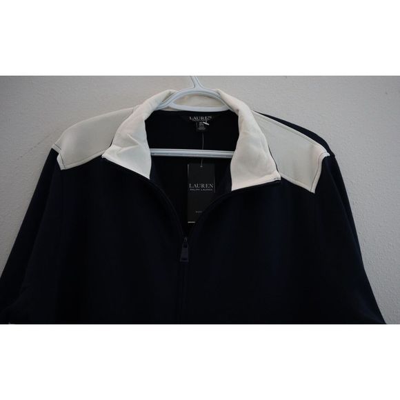Lauren Ralph Lauren Women's Plus Sz 3X Navy Cotton-Blend Full Zip Jacket $110 - Picture 3 of 7